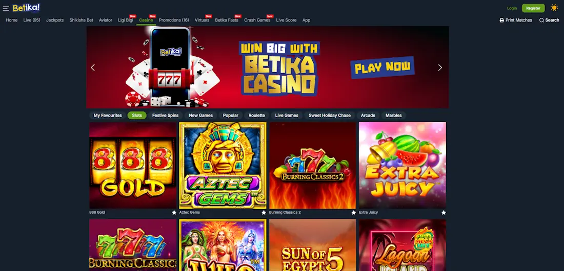 Betika Casino Screenshot
